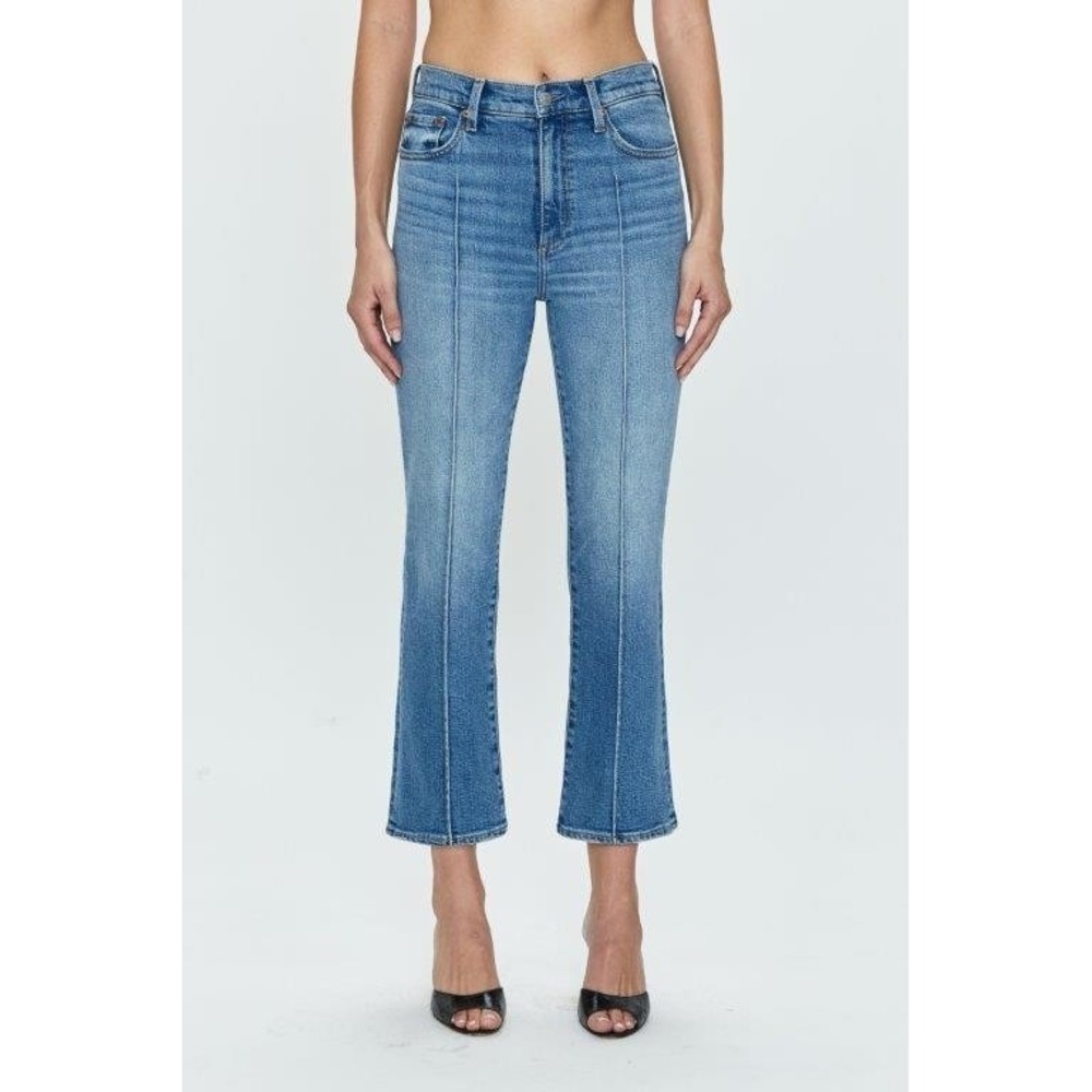 PISTOLA Womens Lennon Pintuck High Rise Crop Boot Denim Jeans Sz 32
